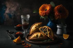 se livrer dans le riches les saveurs de Latin Amérique avec notre Empanadas. l'eau à la bouche images vitrine traditionnel, rue nourriture, et gourmet modes de cette bien-aimée plat photo