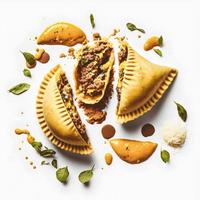 apporter une toucher de sophistication à votre liés à l'alimentation projets avec notre Empanadas sur une blanc Contexte. vitrine le riches les saveurs et la diversité de Latin américain cuisine photo