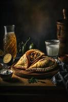 se livrer dans le riches les saveurs de Latin Amérique avec notre Empanadas. l'eau à la bouche images vitrine traditionnel, rue nourriture, et gourmet modes de cette bien-aimée plat photo