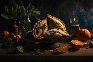 se livrer dans le riches les saveurs de Latin Amérique avec notre Empanadas. l'eau à la bouche images vitrine traditionnel, rue nourriture, et gourmet modes de cette bien-aimée plat photo