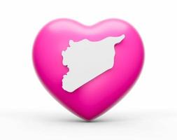 rose cœur avec une blanc carte de Syrie 3d illustration photo