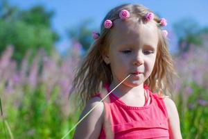 mignonne Jeune fille sur le Prairie photo