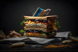 croustillant et délicieux sandwich fabriqué de Ingrédients pour petit déjeuner nourriture la photographie photo