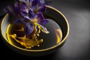 fait maison et savoureux frit lilas fleur dans tournesol pétrole la photographie photo