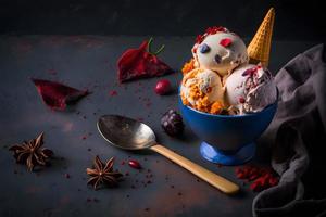 du froid et épicé la glace crème avec Chili et baies la photographie photo