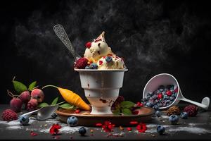 du froid et épicé la glace crème avec Chili et baies la photographie photo