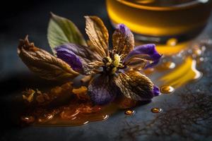 fait maison et savoureux frit lilas fleur dans tournesol pétrole la photographie photo