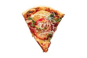 2926 Pizza avec des légumes et Viande isolé sur une transparent Contexte photo