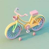 mignonne isométrique bicyclette émoji, doux pastel couleurs, 3d icône. photo