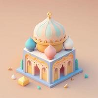 minuscule mignonne isométrique mosquée émoji, doux pastel couleurs, 3d icône. photo