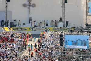 Gênes, Italie - 27 mai 2017 - le pape François visitant Gênes pour la messe à la place Kennedy photo