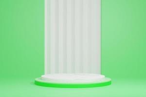 podium 3d sur vert toile de fond.produit afficher présentation.résumé scène background.realistic cercle stand.piédestal produit sur minimal scène.géométrique Plate-forme spectacle cosmétique produit, moquer up.3d rendre photo