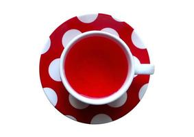 2770 rouge assiette et tasse de thé isolé sur une transparent Contexte photo