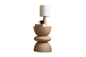 5275 beige vase avec livre, noir tasse et beige lampe isolé sur une transparent Contexte photo