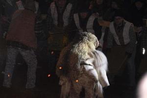 neuschoenau, allemagne - 5 janvier 2019 - célébration nocturne lousnacht avec waldgeister esprit forestier dans le village de bavière photo