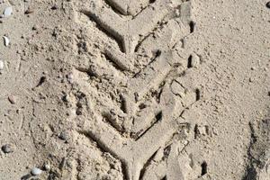 piste de pneu tout-terrain sur une plage de sable photo