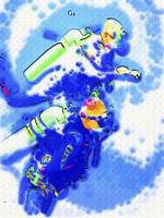 scaphandre autonome plongeurs dans dessin animé style photo