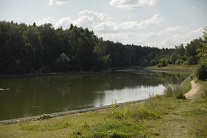 Lac dans parc. étang dans ville. réservoir dans été. photo