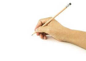 main en portant crayon l'écriture avec coupure chemin photo