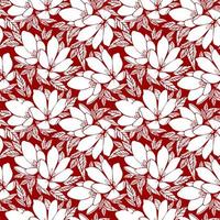 asymétrique sans couture floral blanc contour modèle sur une rouge arrière-plan, conception, Contexte photo