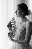 portrait de une la mariée dans le Matin avant le mariage photo
