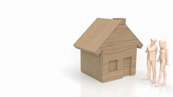 le Accueil bois et figure pour propriété ou économie concept 3d le rendu photo