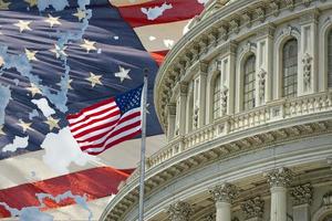 Washington DC Capitol détail avec drapeau américain photo
