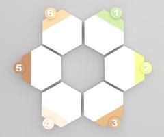 illustration hexagone infographie six options. modèle pour brochure, la toile conception. photo