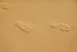 empreintes de pas sur le sable de la plage photo