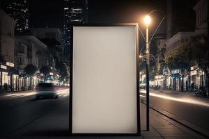 vide La publicité panneau d'affichage Urbain maquette à nuit ville photo
