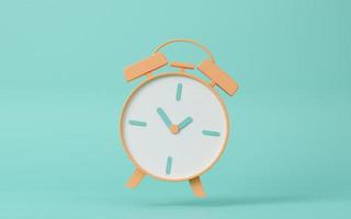 pastel ancien alarme l'horloge sur brillant vert Contexte. moderne conception, 3d le rendu. photo