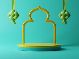 3d illustration de vide cylindre produit afficher et islamique Festival décoratif élément pour Ramadan kareem promotion vente La publicité campagne photo