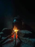 en bois cheminée sur Feu photo