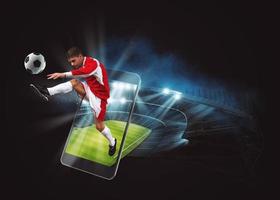 vivre sport sur une mobile appareil, pari sur Football rencontre photo