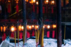 Hong Kong, mars 25,2019-vue de homme mo temple à Hollywood route dans Sheung blême est un de le le plus ancien les temples dans Hong Kong. photo