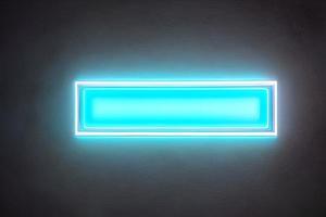 brillant bleu rectangle néon à le mur toile de fond et Contexte. photo