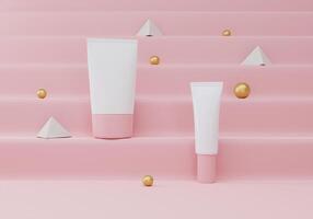 peau se soucier des produits rose Contexte avec décoration photo