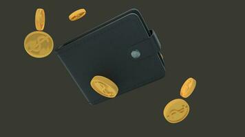 3d illustration portefeuille avec pièces de monnaie photo