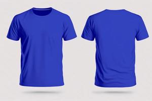 maquette de une Vide Royal bleu T-shirt de face et retour isolé sur blanc Contexte. photo