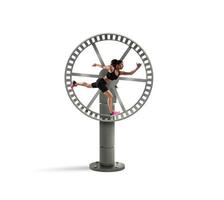 athlétique femme court dans une boucle roue. concept de sport routine photo