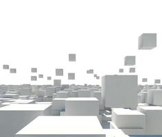 image de abstrait futuriste abstrait Contexte avec blanc cubes. 3d le rendu photo