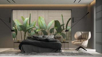 intérieur minimaliste d'un salon moderne en illustration 3d