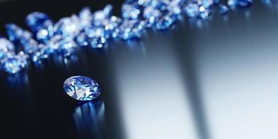 groupe de bleu diamants saphir mis sur brillant Contexte 3d le rendu doux concentrer photo