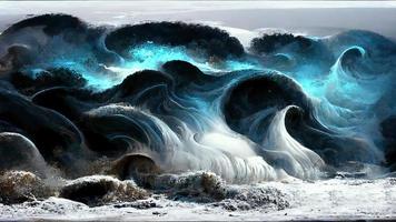nuit mer fantastique paysage dans vagues photo