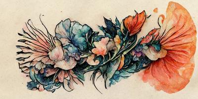 tatouage conception aquarelle fleurs illustration conception photo