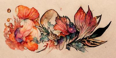 tatouage conception aquarelle fleurs illustration conception photo