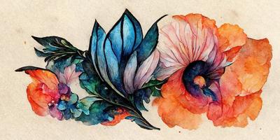 tatouage conception aquarelle fleurs illustration conception photo