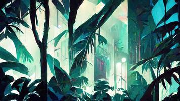 jungle néon nuit. abstrait illustration art photo