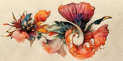 tatouage conception aquarelle fleurs illustration conception photo