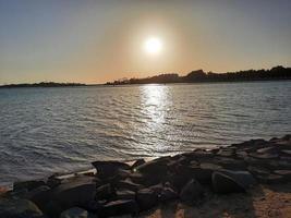 magnifique soir et coloré le coucher du soleil à Djeddah, corniche, saoudien Saoudite, photo